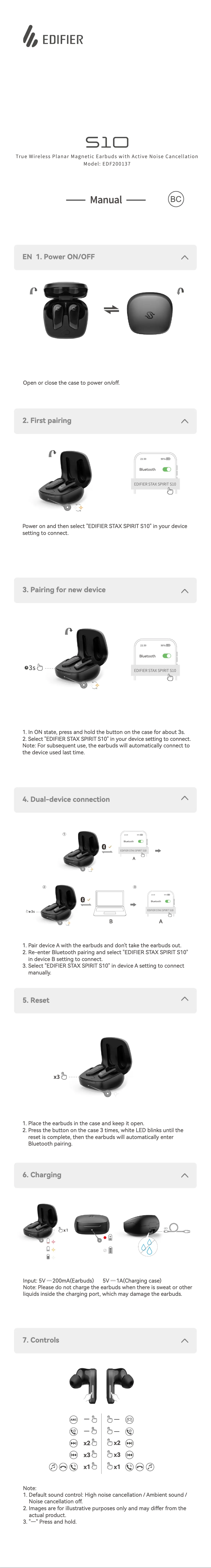 Page 1 de la notice Manuel utilisateur Edifier STAX SPIRIT S10