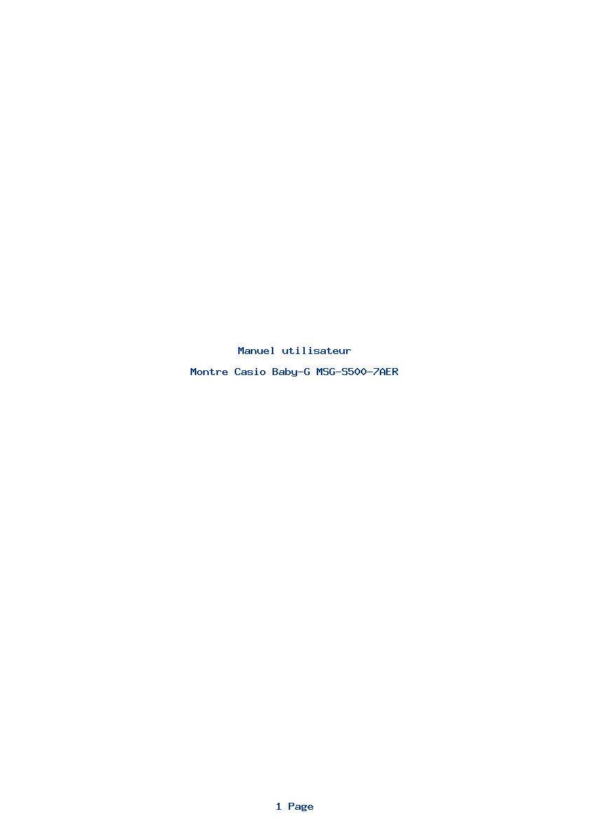 Page 1 de la notice Manuel utilisateur Casio Baby-G MSG-S500-7AER