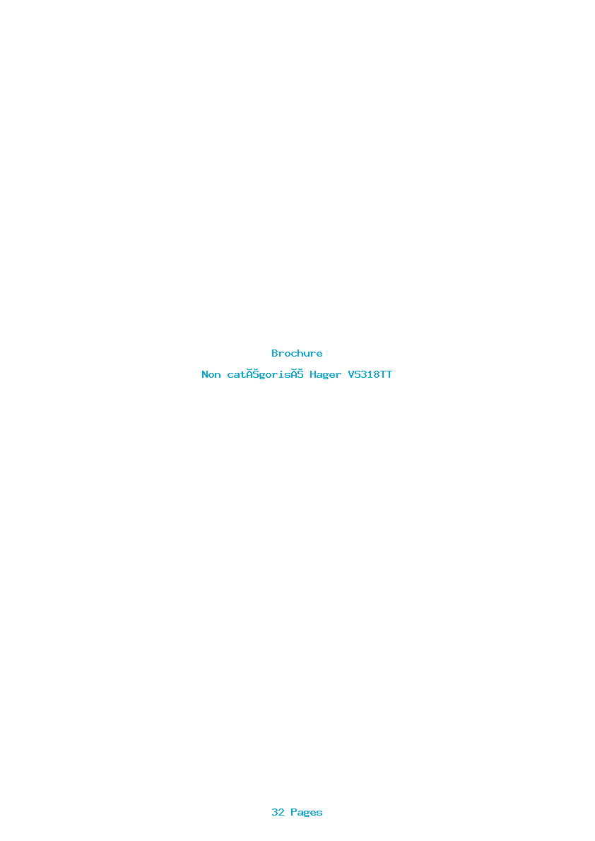 Page 1 de la notice Brochure Hager VS318TT