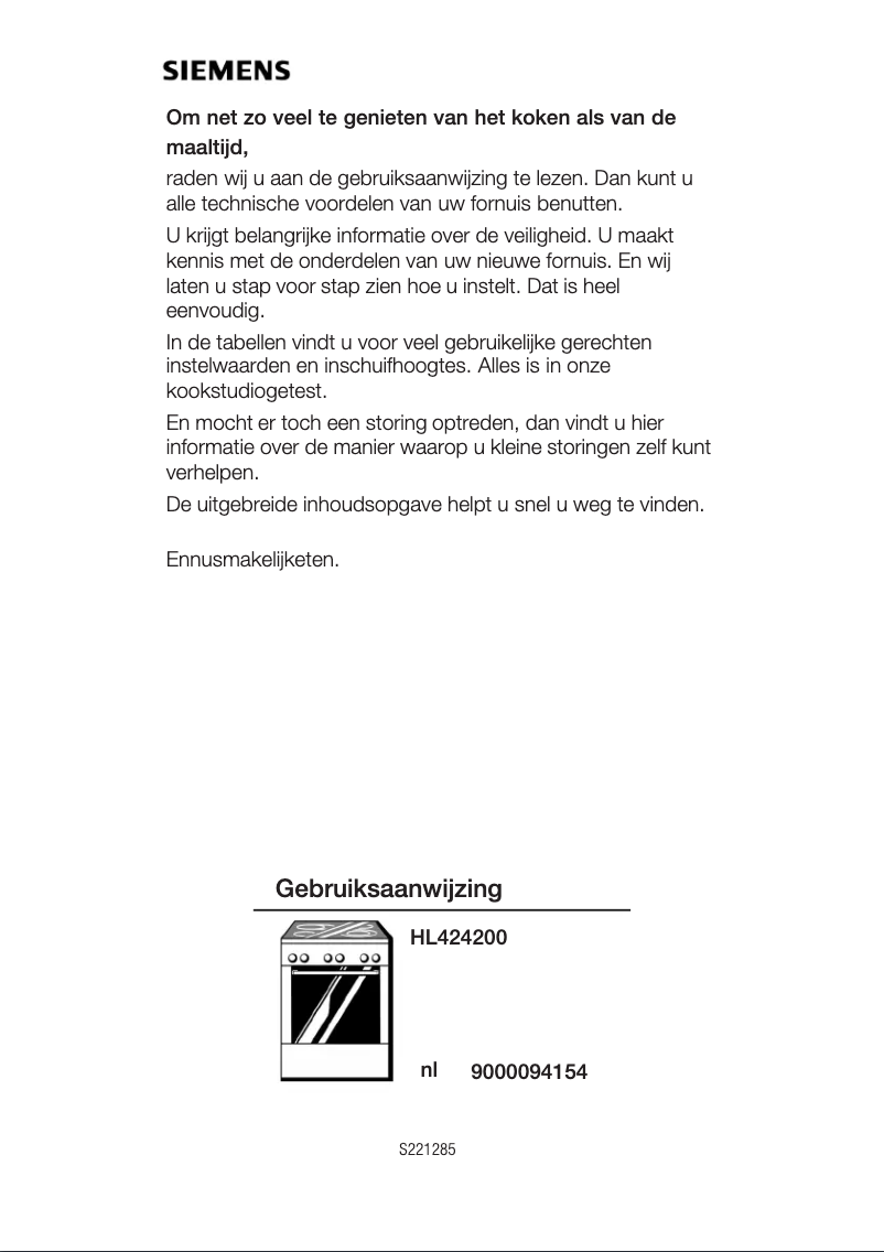 Page 1 de la notice Manuel utilisateur Siemens HL424200