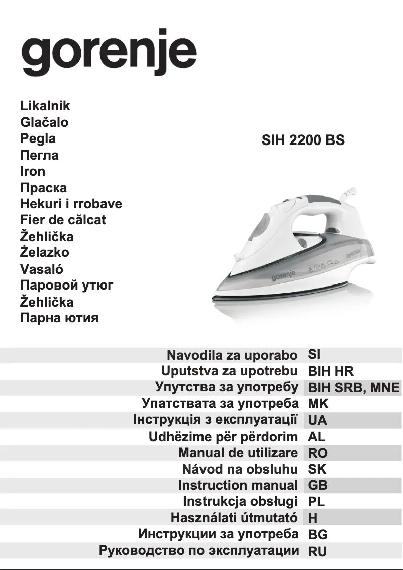Page 1 of the manual User Manual Gorenje SIH 2200BS