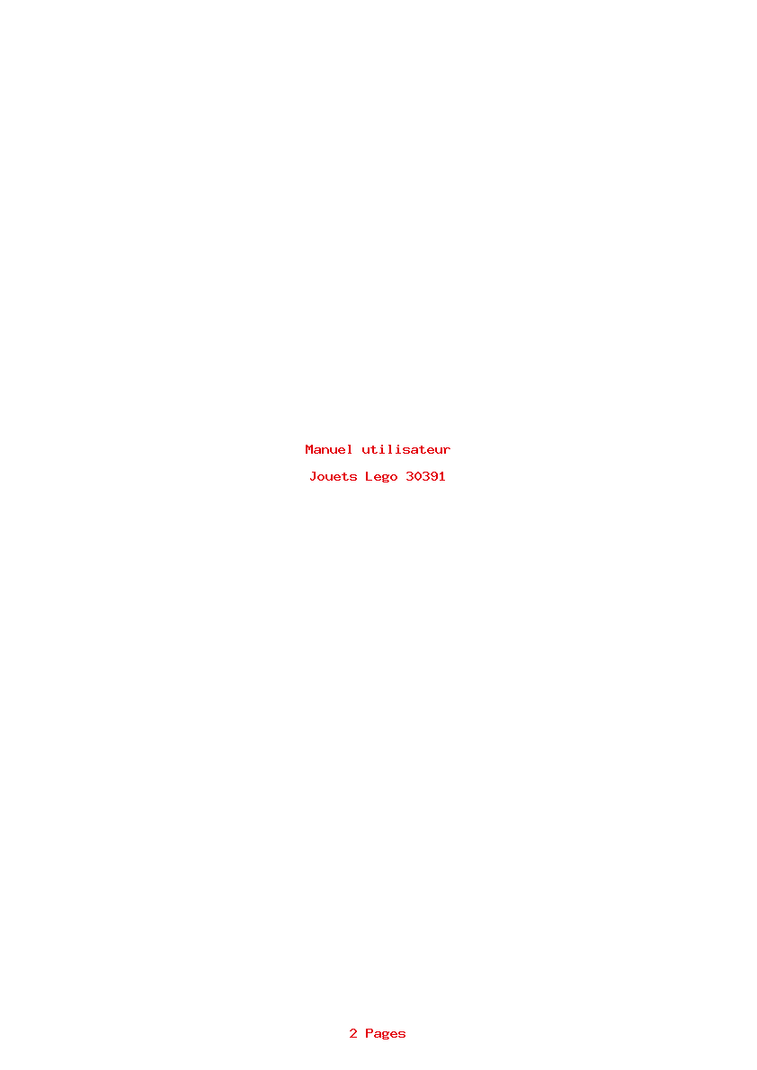 Page 1 de la notice Manuel utilisateur Lego 30391