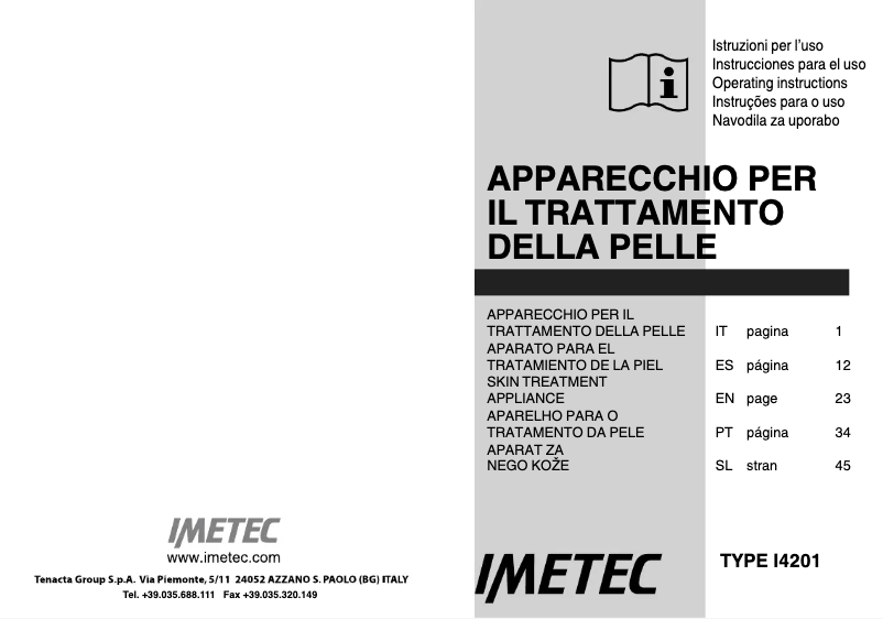 Page 1 de la notice Manuel utilisateur Imetec Face Cleansing