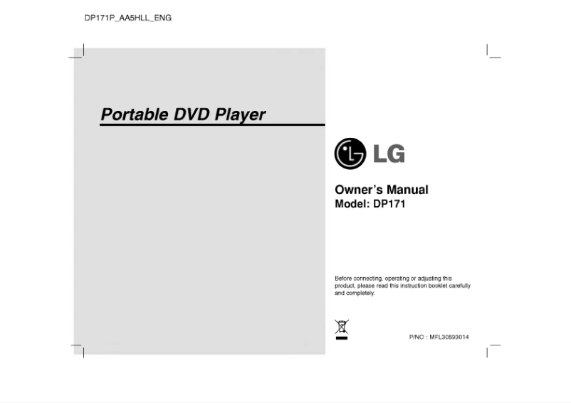 Page 1 of the manual User Manual LG DP171P