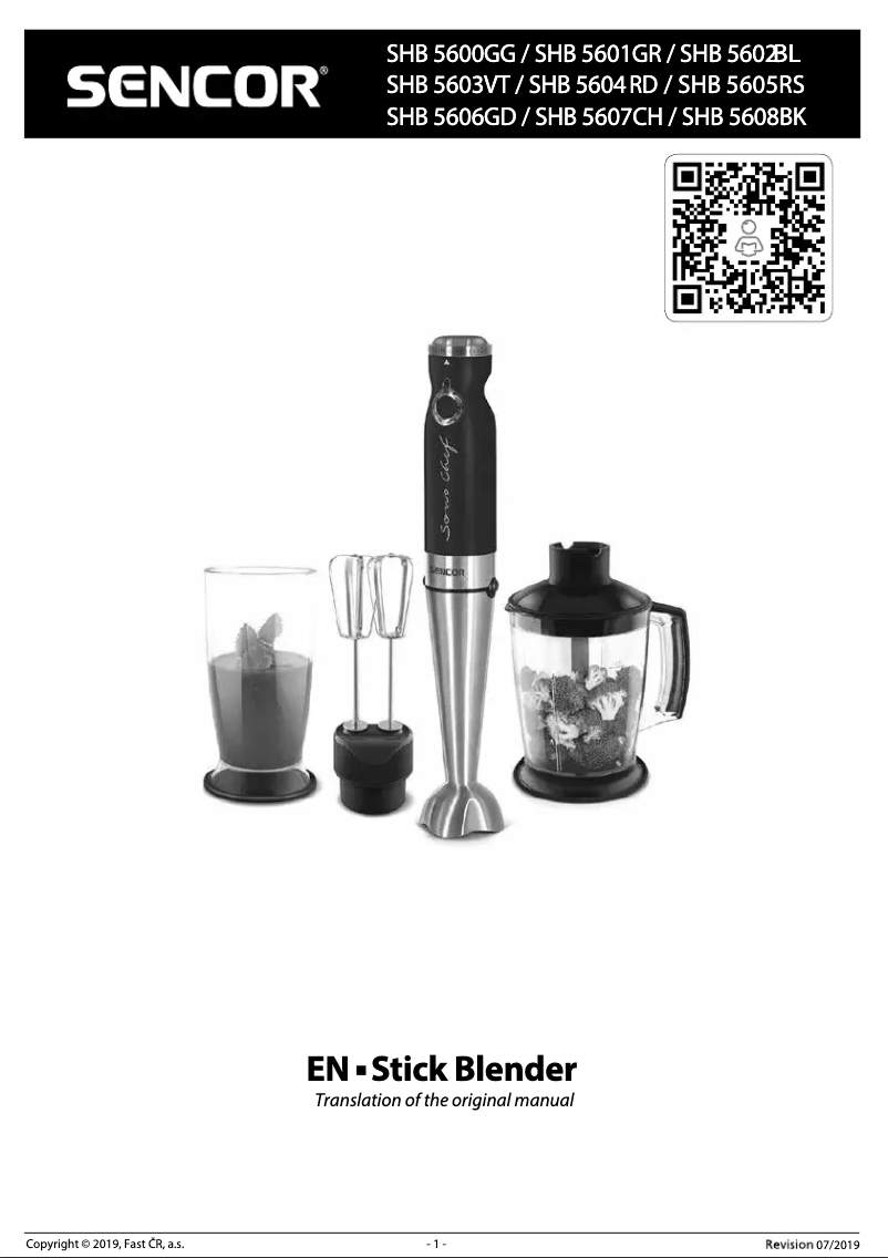 Page 1 de la notice Manuel utilisateur Sencor SHB 5606GD