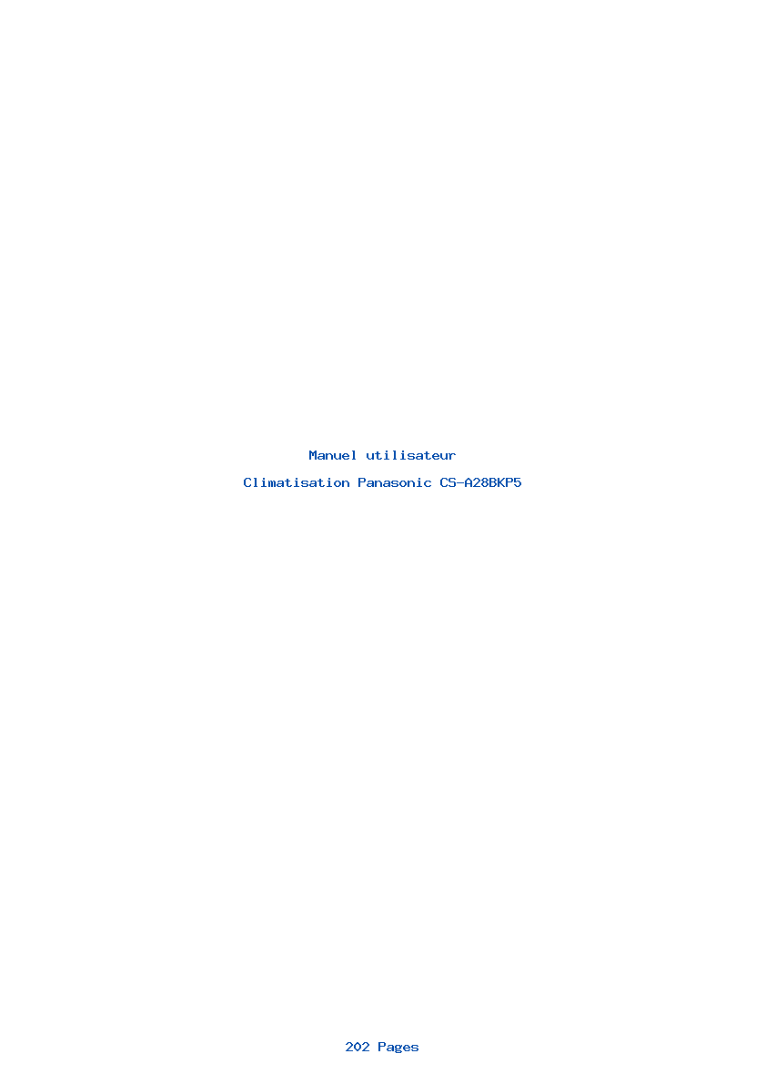 Page 1 de la notice Manuel utilisateur Panasonic CS-A28BKP5