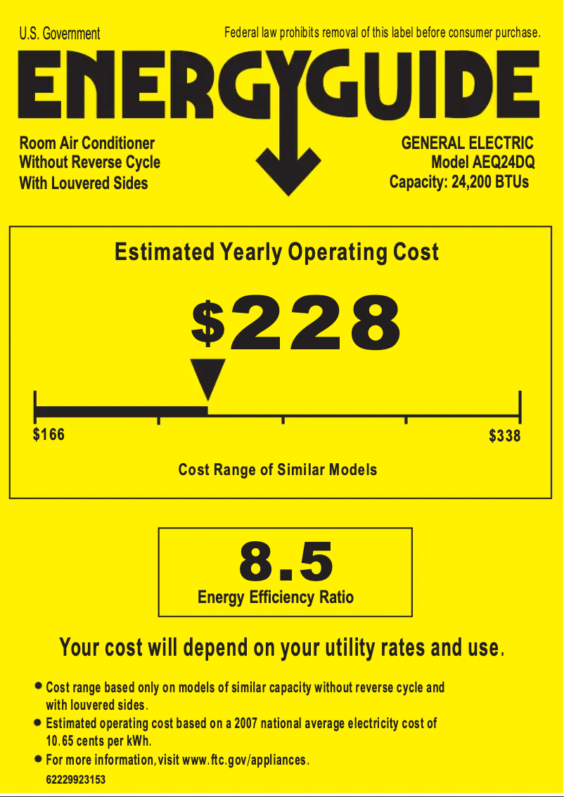 Página 1 del manual Etiqueta energética GE AEQ24DQ