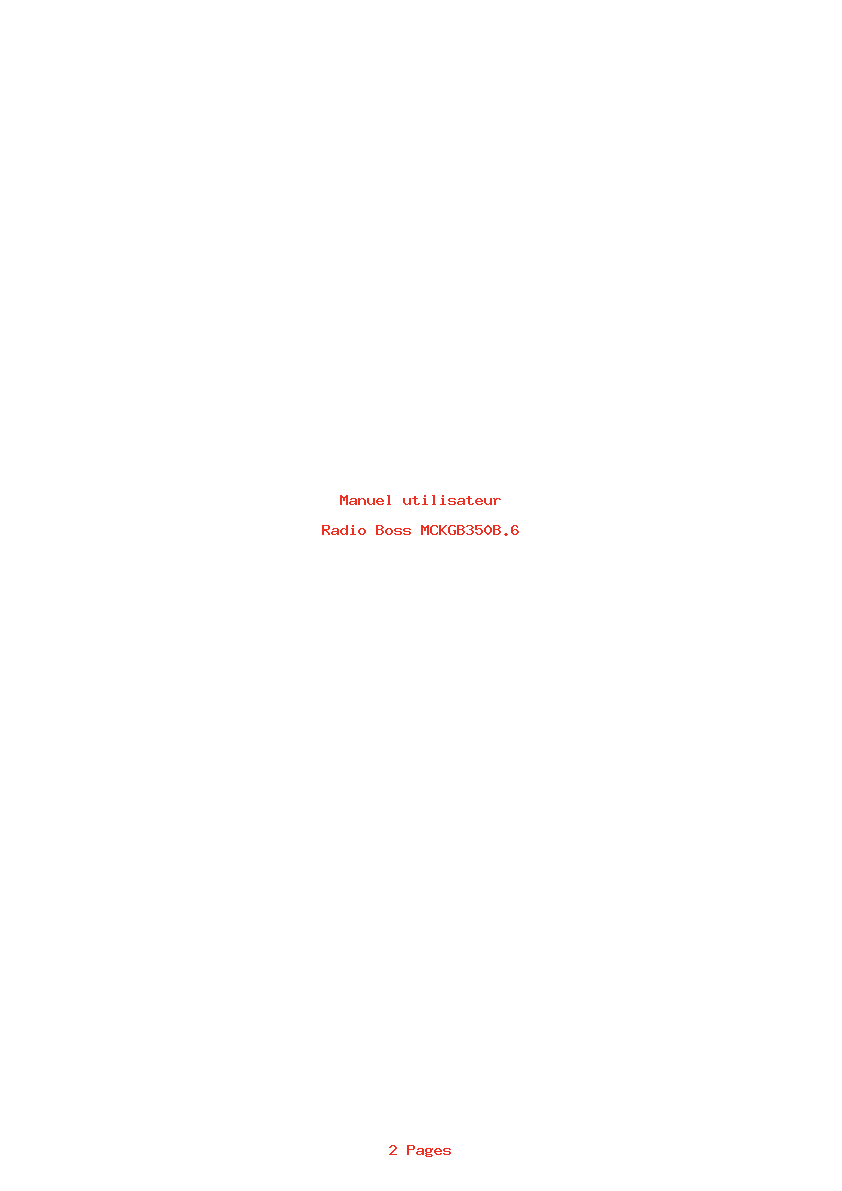 Page 1 de la notice Manuel utilisateur Boss MCKGB350B.6