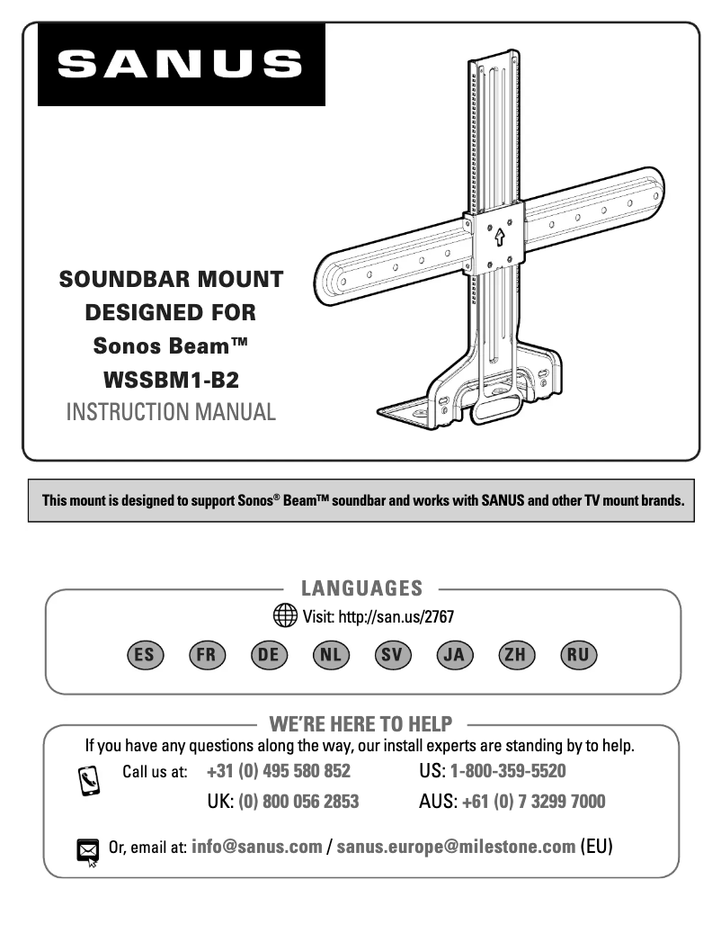 Page 1 de la notice Manuel utilisateur Sanus WSSBM1