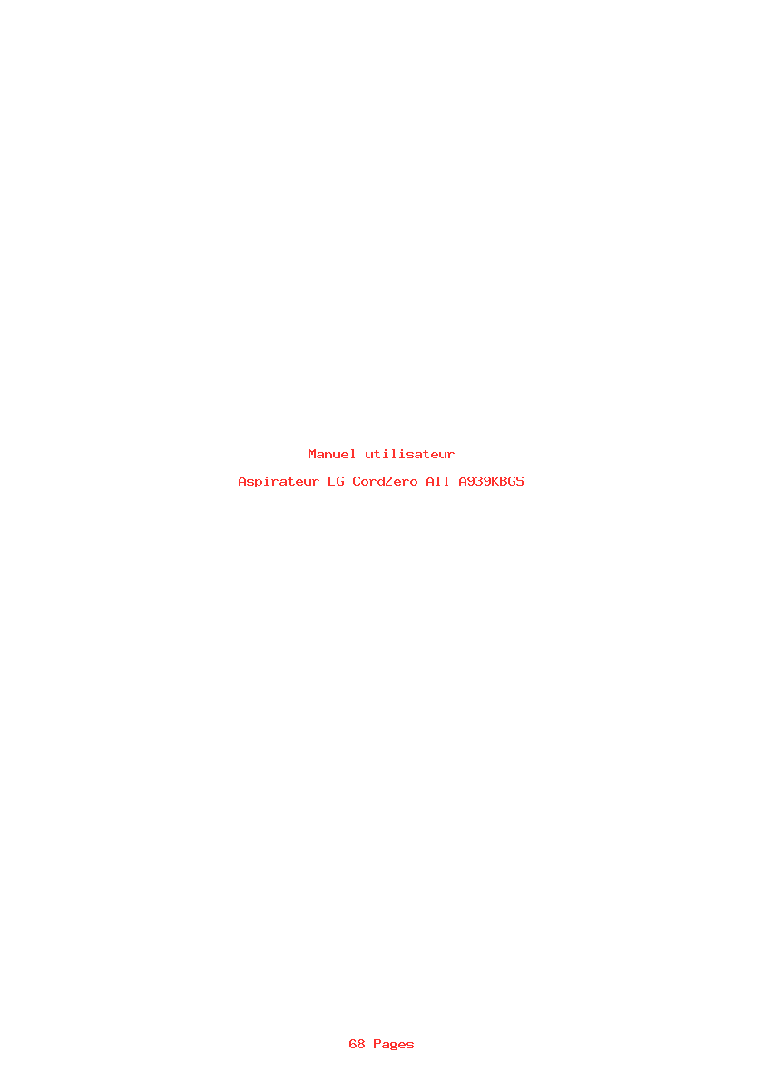 Page 1 de la notice Manuel utilisateur LG CordZero All A939KBGS