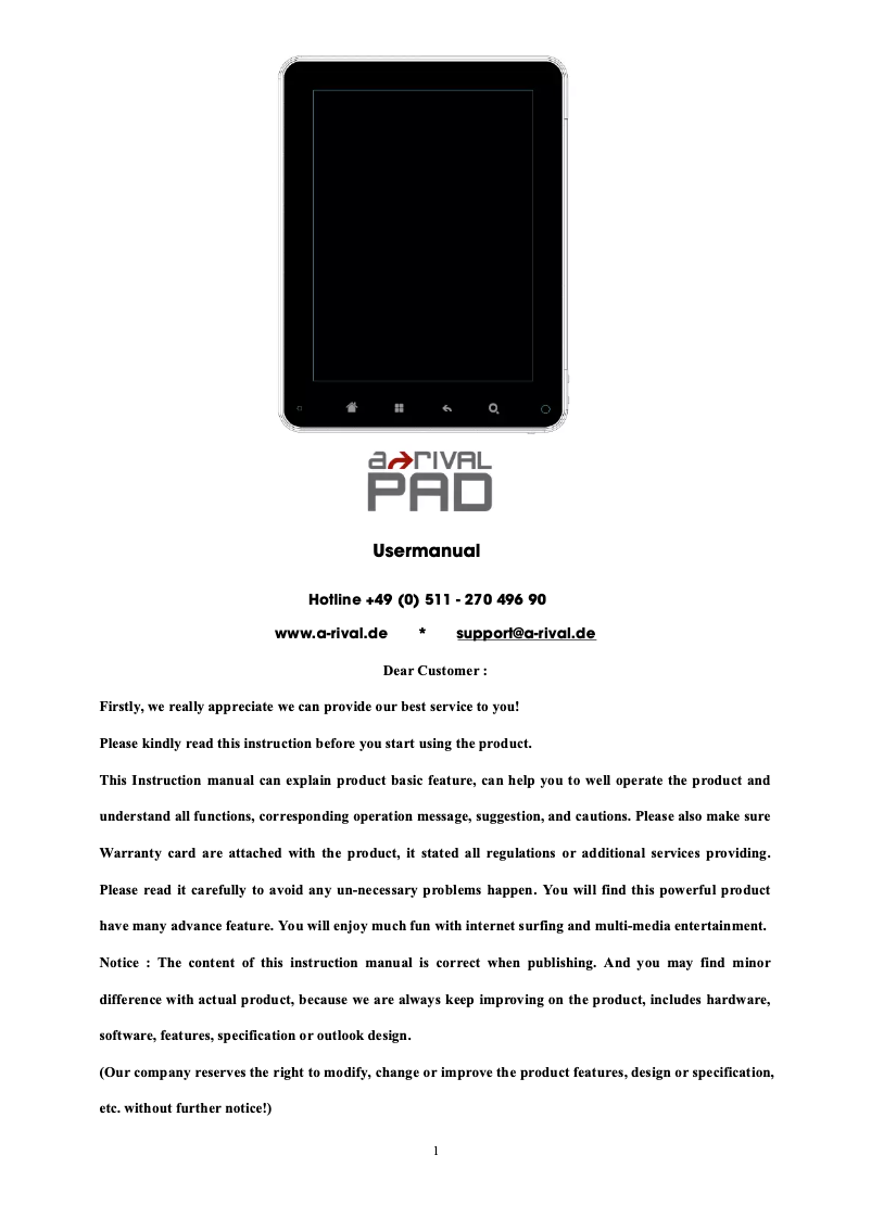 Page 1 de la notice Manuel utilisateur A-Rival NAV-PA83