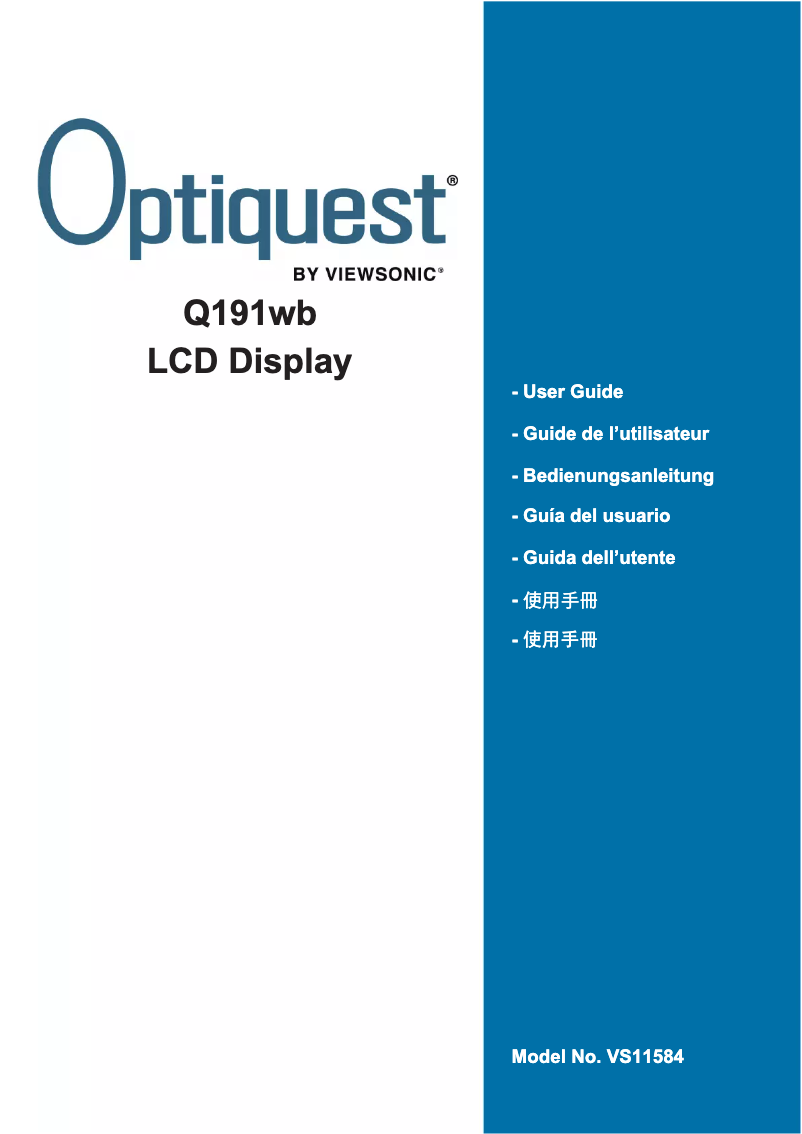 Página 1 del manual Manual de usuario Viewsonic Optiquest Q191wb