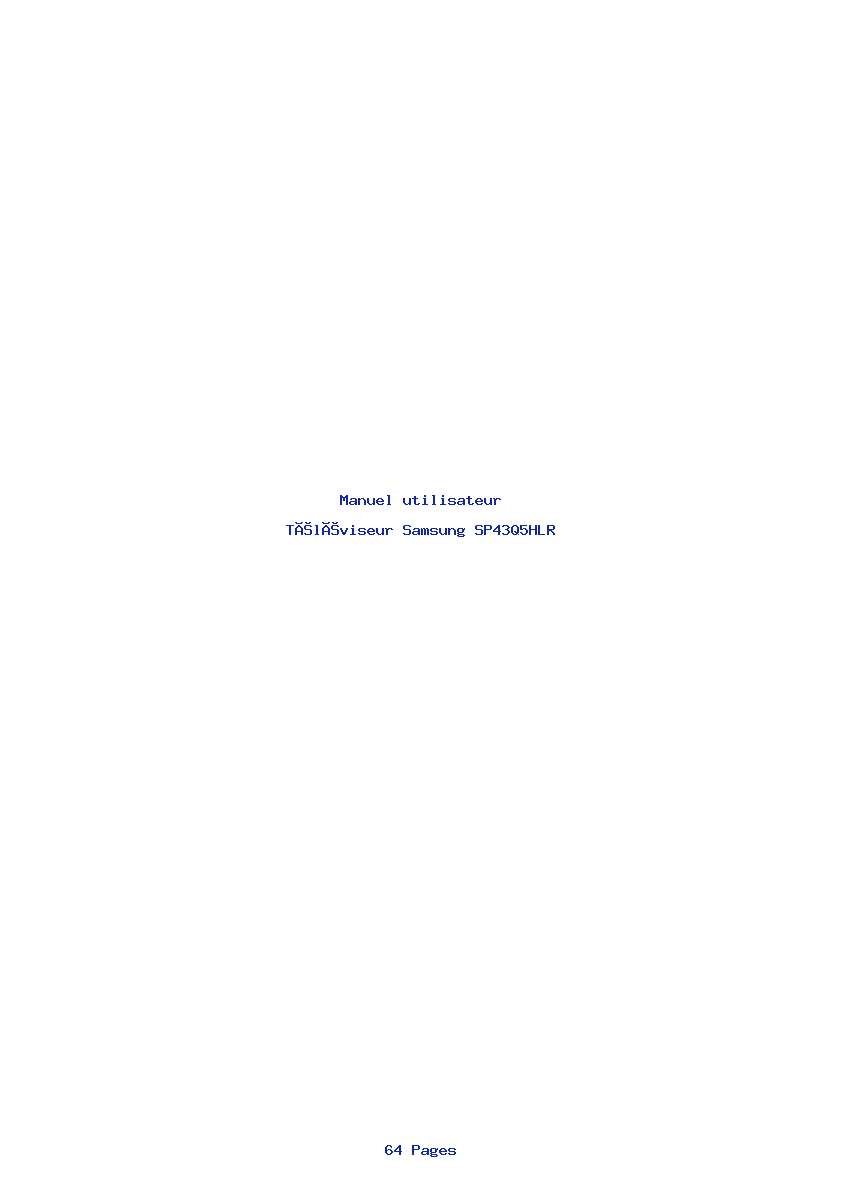 Page 1 de la notice Manuel utilisateur Samsung SP43Q5HLR
