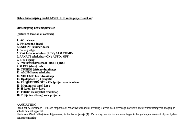 Page 1 of the manual User Manual Cresta AV720