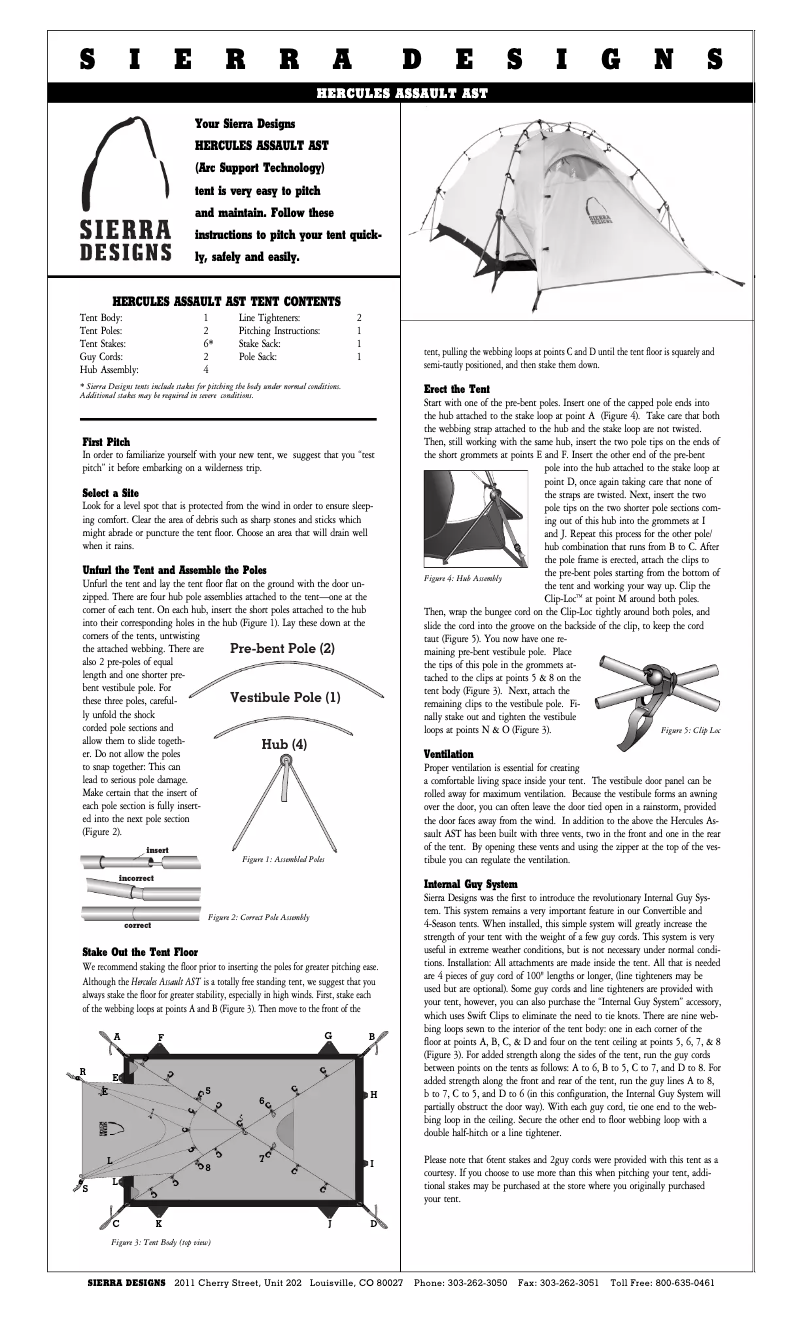 Page 1 de la notice Manuel utilisateur Sierra Designs Hercules Assault AST