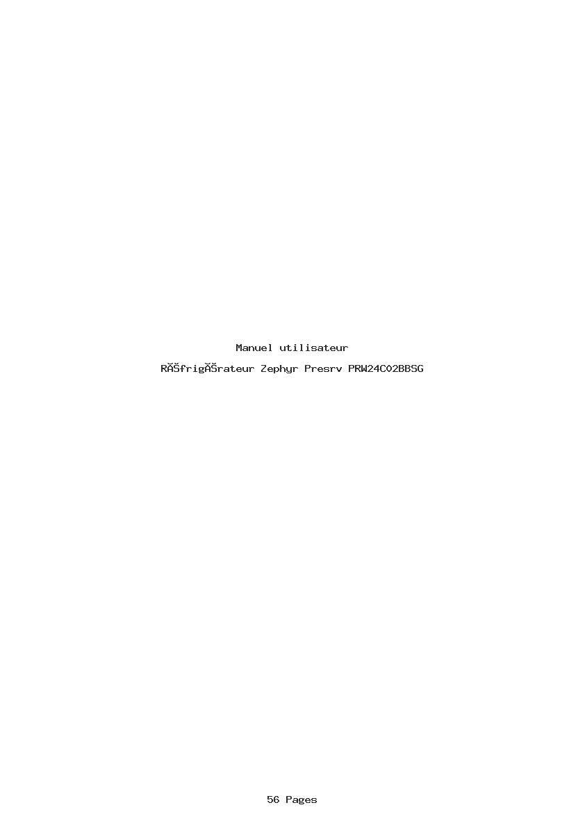 Page 1 de la notice Manuel utilisateur Zephyr Presrv PRW24C02BBSG