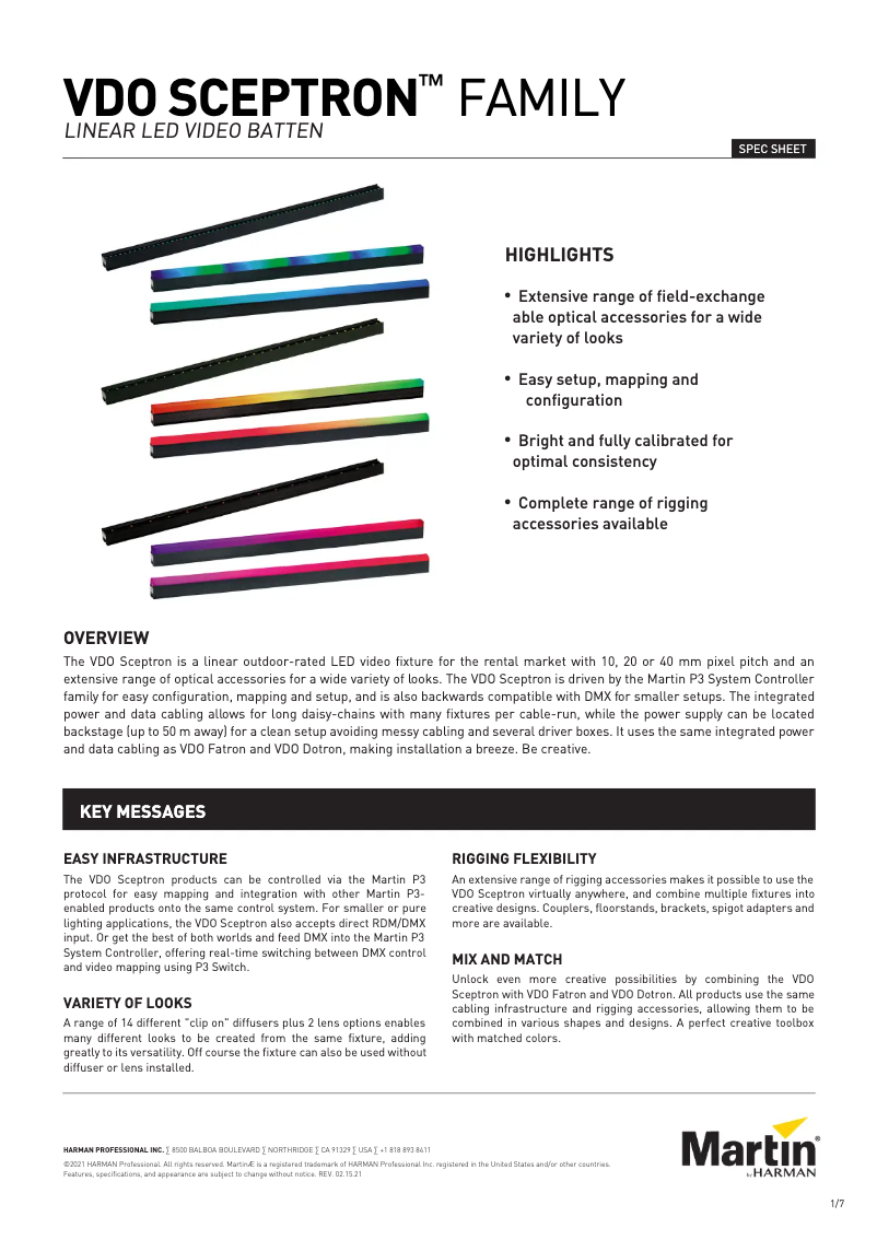 Page 1 de la notice Fiche technique Martin VDO Sceptron 40