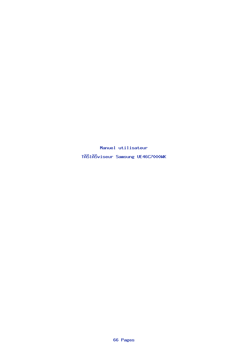 Page 1 de la notice Manuel utilisateur Samsung UE46C7000WK