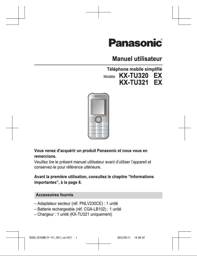 Imagen de la primera página del manual del dispositivo KX-TU320EXWE