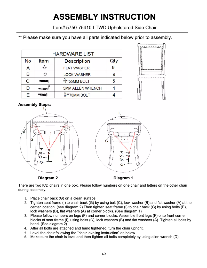 Page 1 de la notice Manuel utilisateur Hooker 5750-75410-LTWD