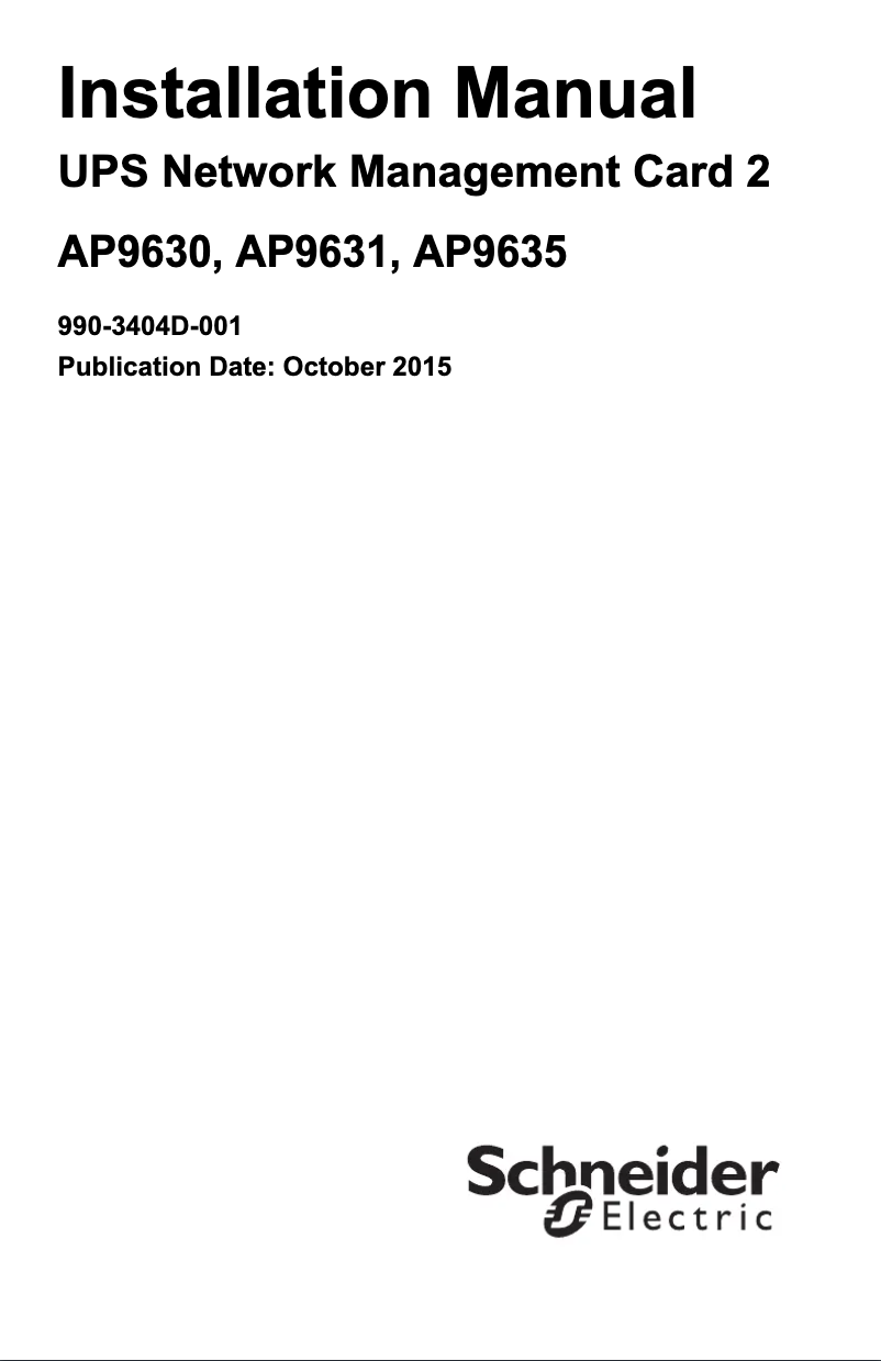Page 1 de la notice Manuel utilisateur APC AP9630