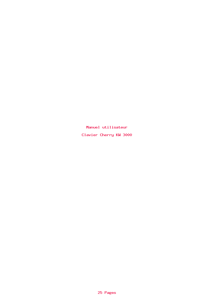 Page 1 de la notice Manuel utilisateur Cherry KW 3000