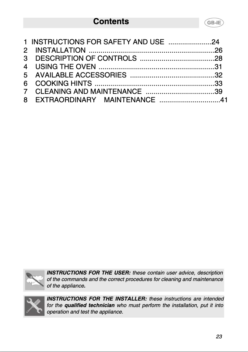 Page 1 de la notice Manuel utilisateur Smeg SE 990 XR
