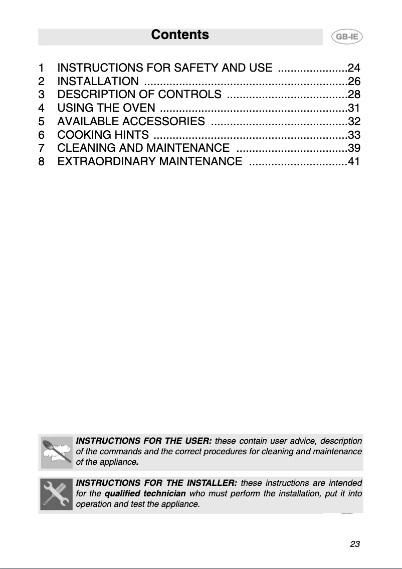 Page 1 de la notice Manuel utilisateur Smeg SE 990 XR