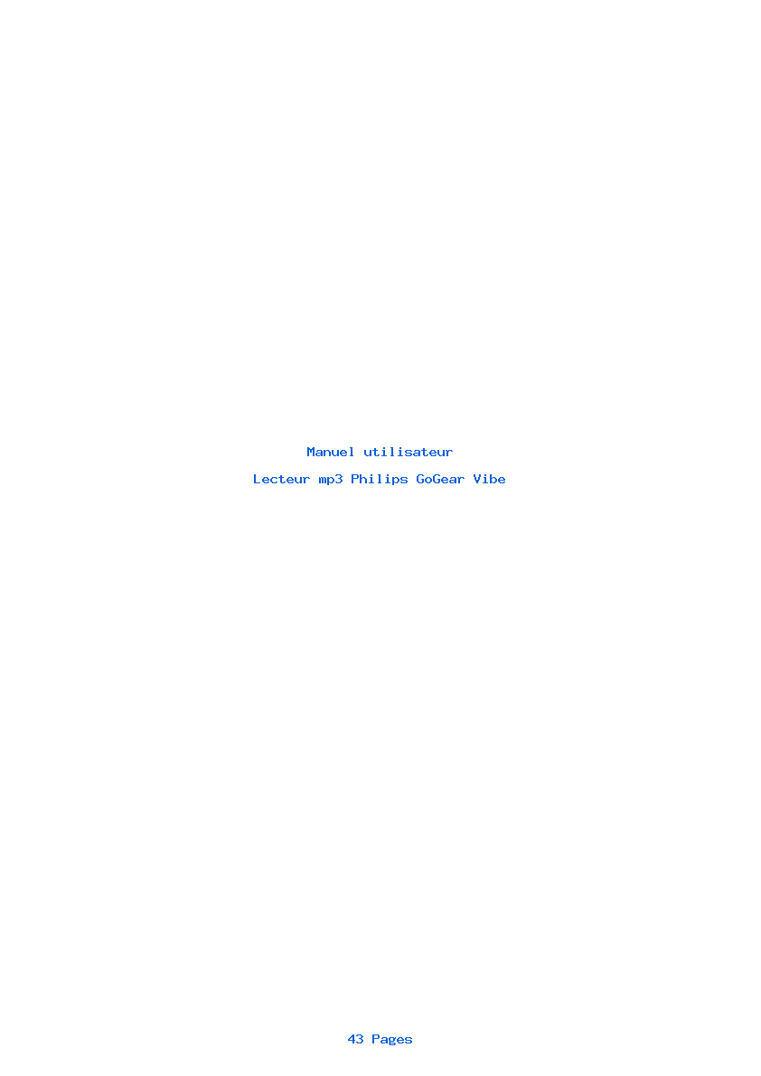 Page 1 de la notice Manuel utilisateur Philips GoGear Vibe