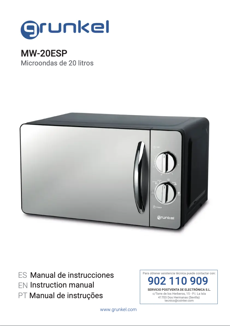 Page 1 de la notice Manuel utilisateur Grunkel MW-20ESP