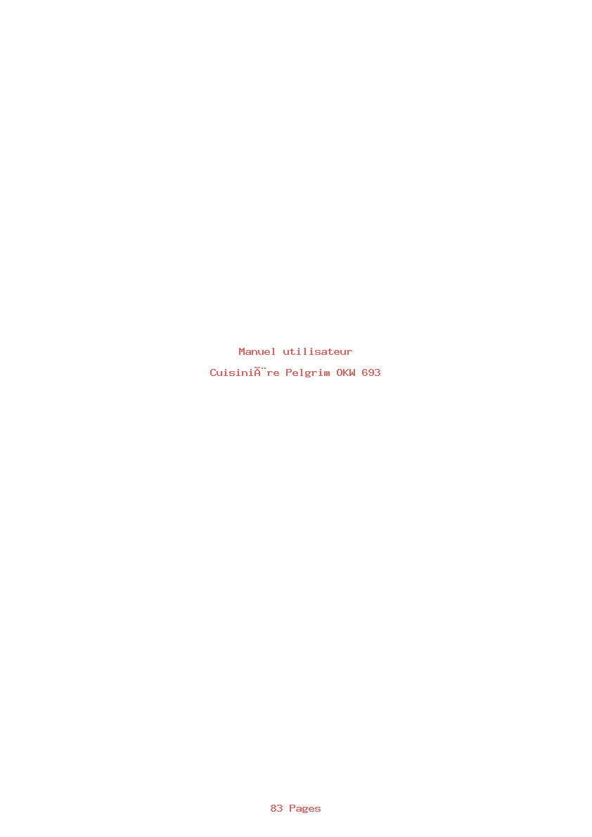 Page 1 de la notice Manuel utilisateur Pelgrim OKW 693