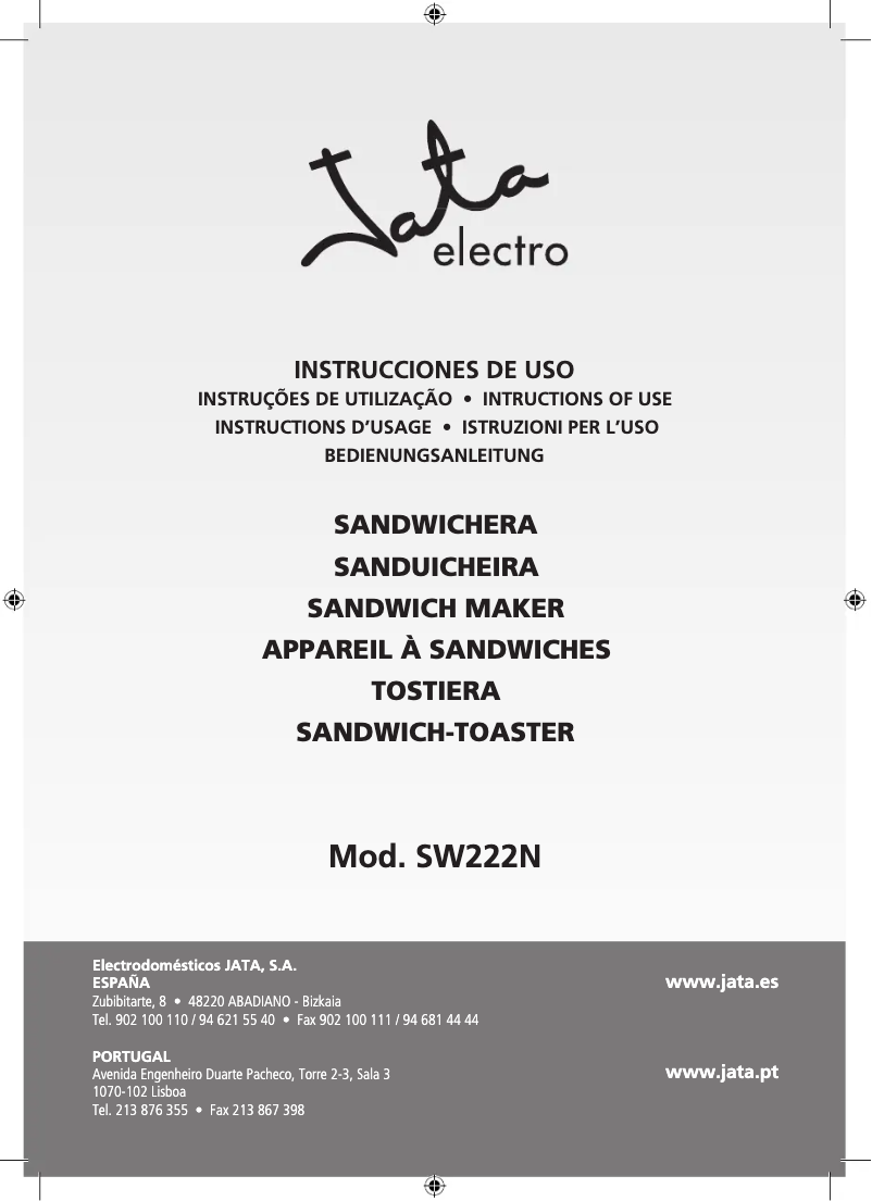 Page 1 de la notice Manuel utilisateur Jata SW222N