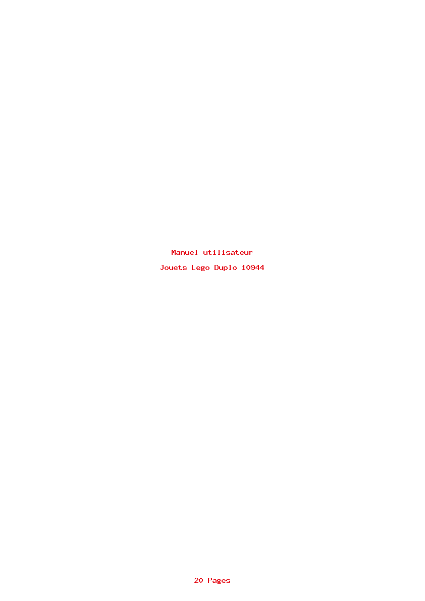 Page 1 de la notice Manuel utilisateur Lego Duplo 10944