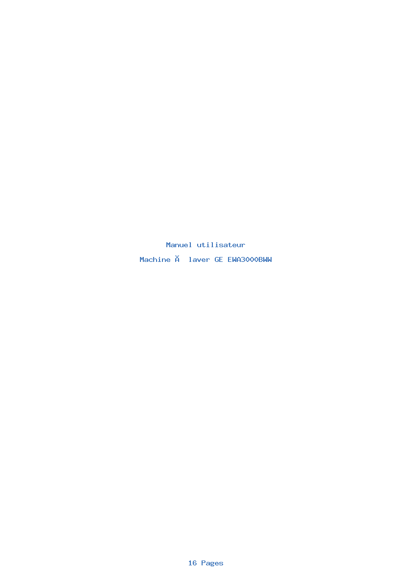 Page 1 de la notice Manuel utilisateur GE EWA3000BWW