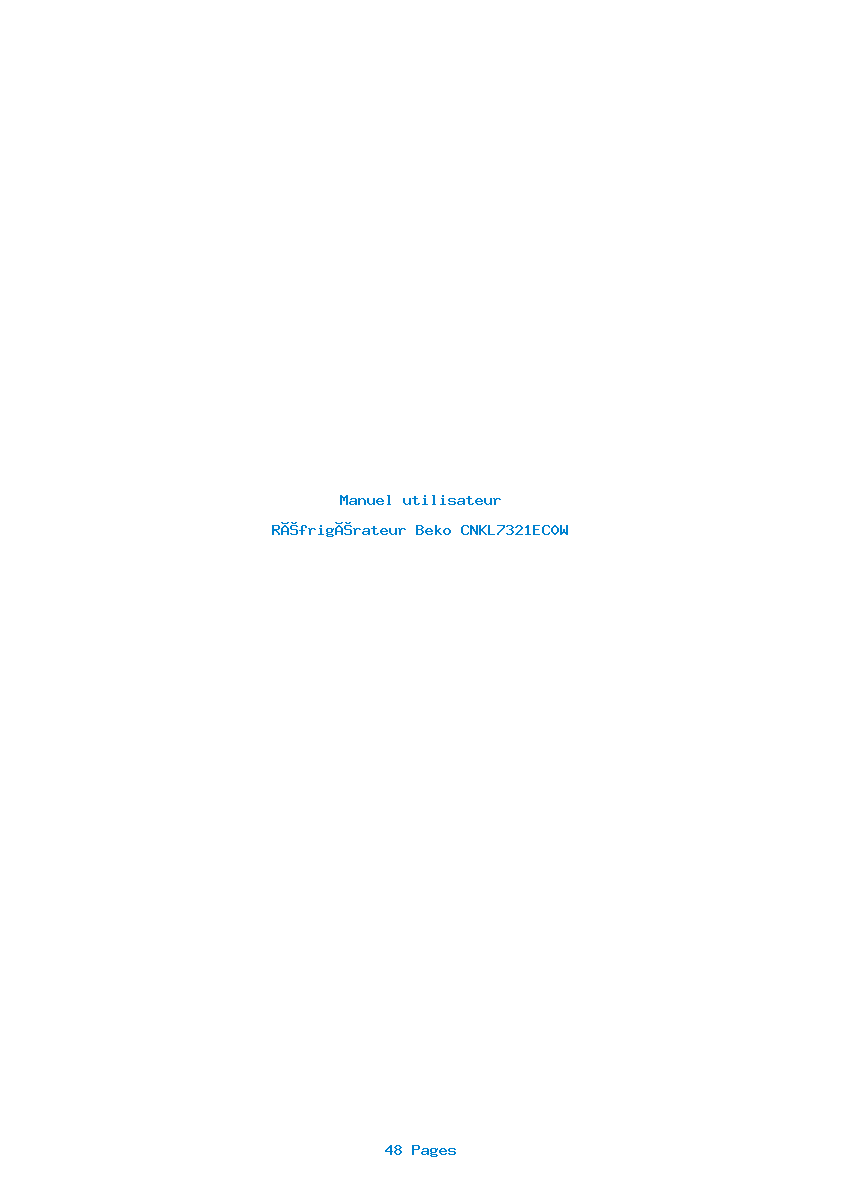 Page 1 de la notice Manuel utilisateur Beko CNKL7321EC0W