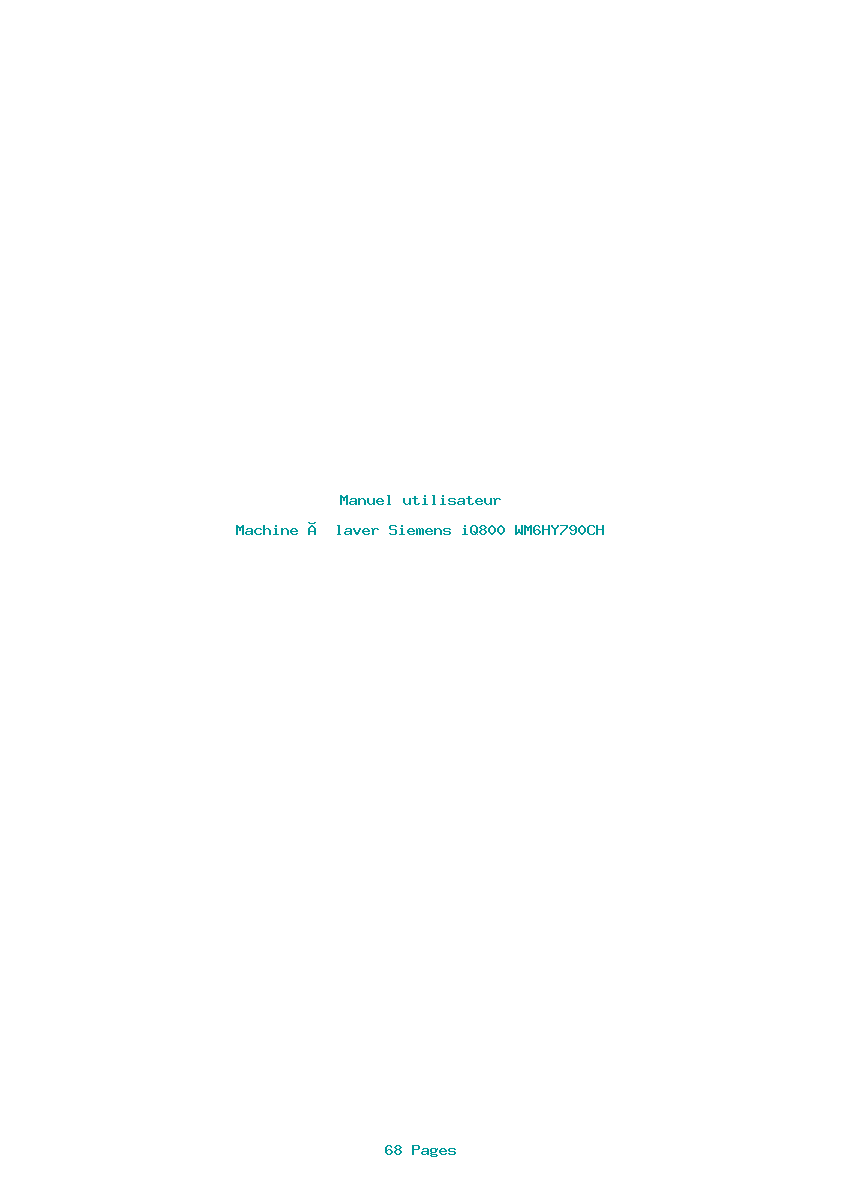 Page 1 de la notice Manuel utilisateur Siemens iQ800 WM6HY790CH