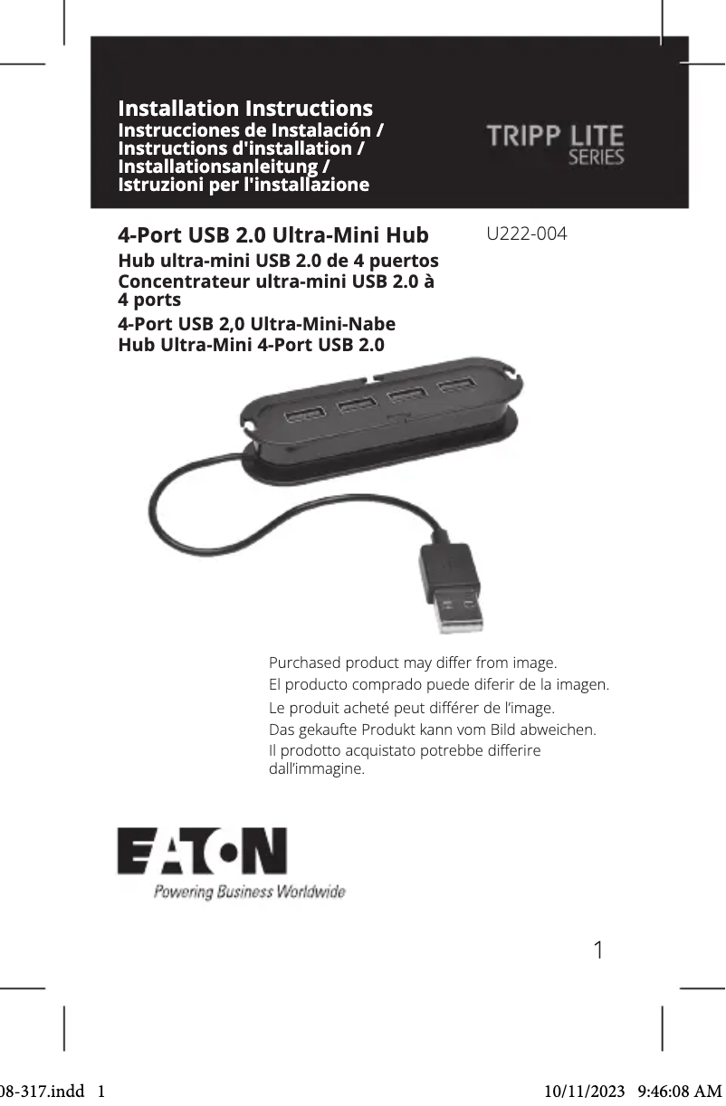 Page 1 de la notice Manuel utilisateur Tripp Lite U222-004