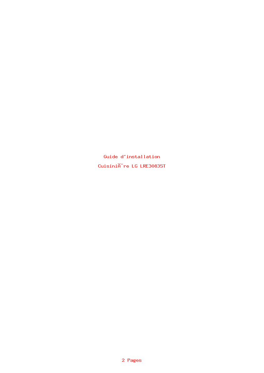 Page 1 de la notice Guide d'installation LG LRE3083ST