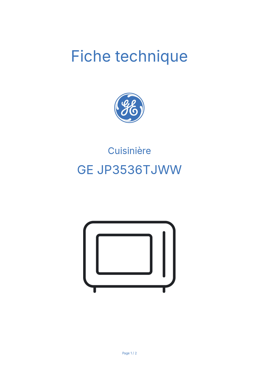 Image de la première page du manuel de l'appareil JP3536TJWW