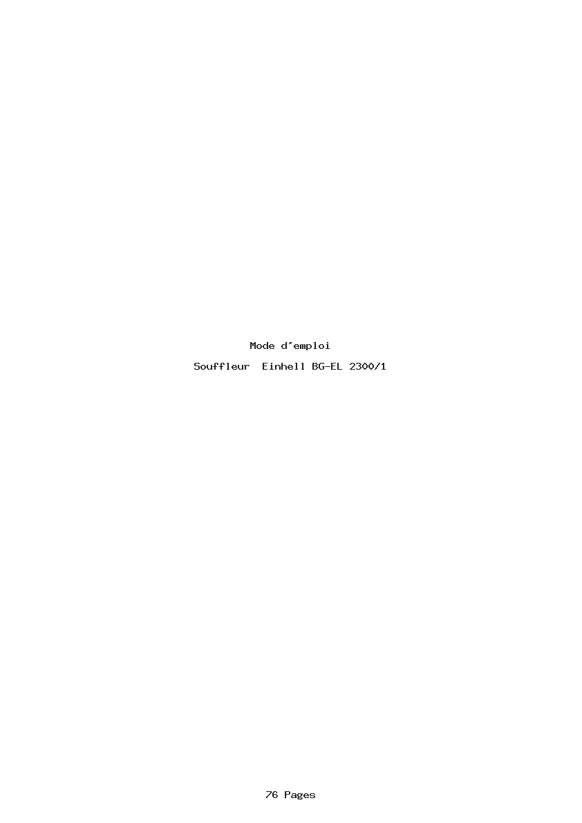 Page 1 de la notice Mode d'emploi Einhell BG-EL 2300/1