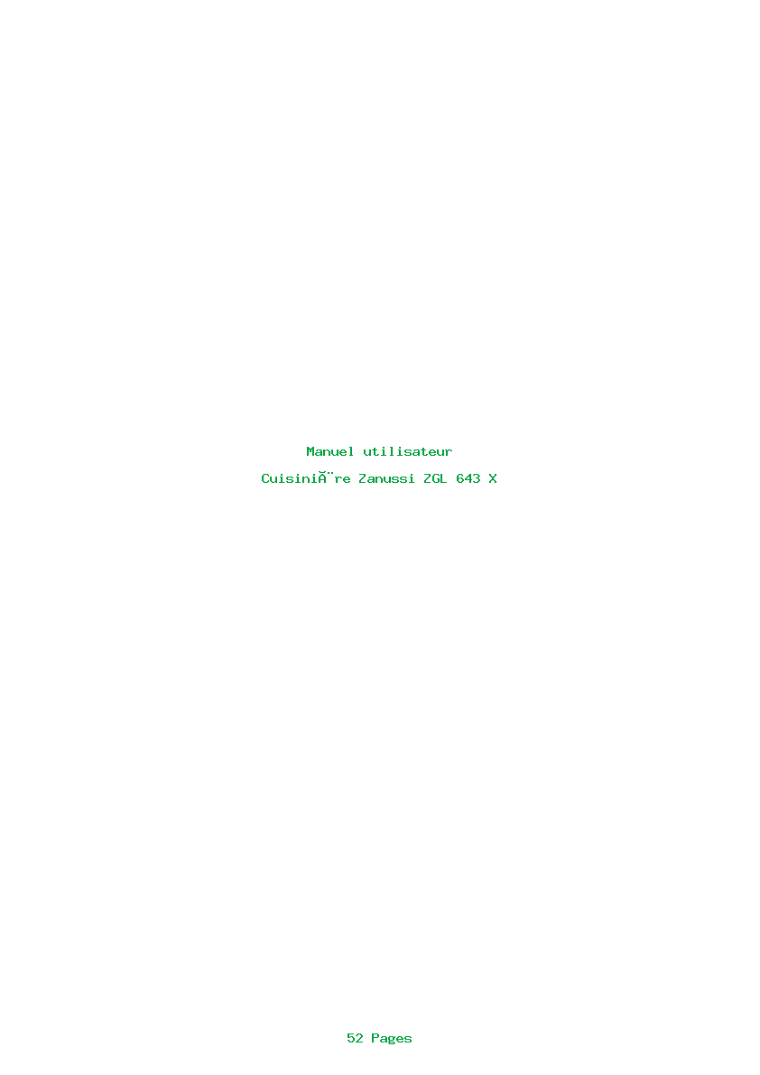 Page 1 de la notice Manuel utilisateur Zanussi ZGL 643 X