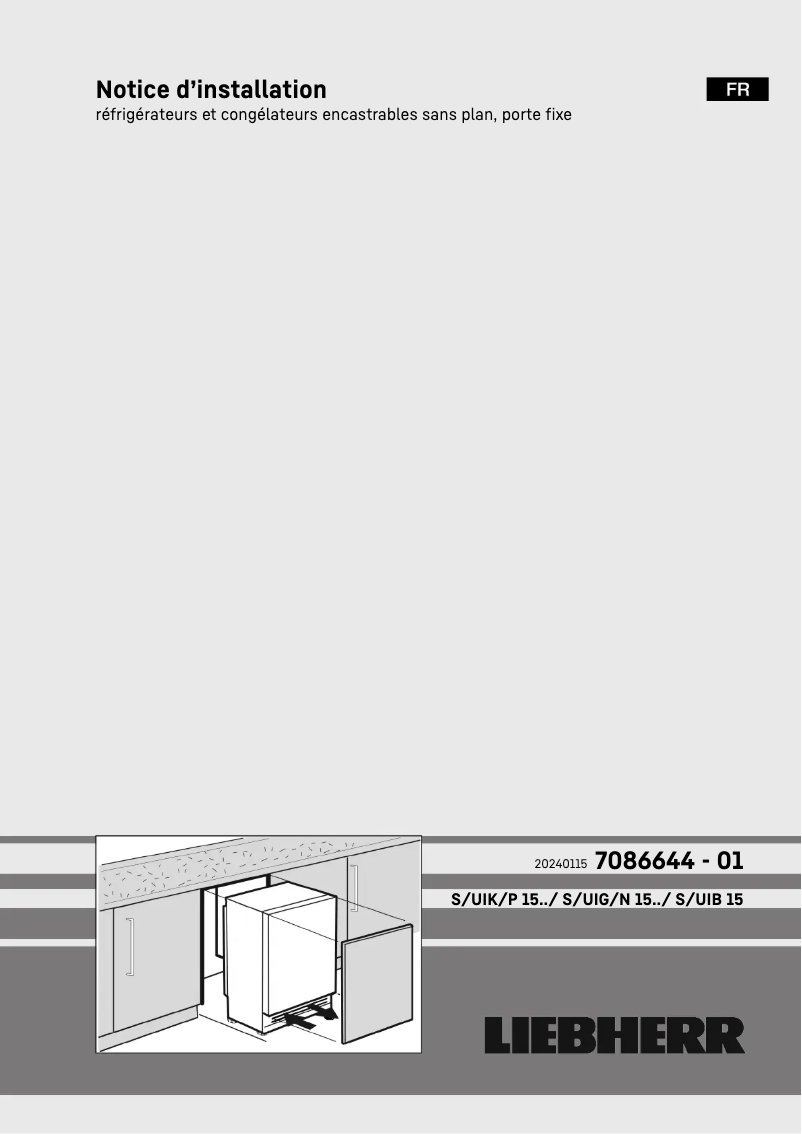 Page 1 de la notice Guide d'installation Liebherr SUIB 1550