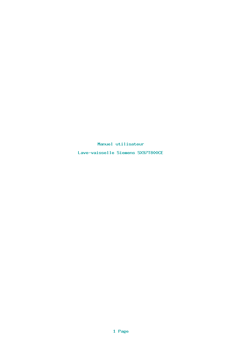 Page 1 de la notice Manuel utilisateur Siemens SX97T800CE