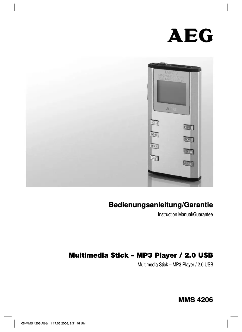 Page 1 de la notice Manuel utilisateur AEG MMS 4206