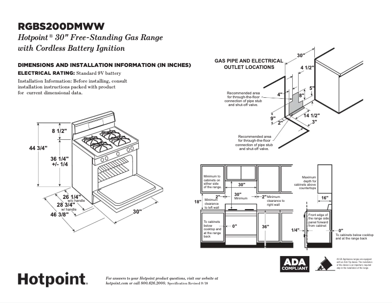 Página 1 del manual Ficha técnica Hotpoint RGBS200DMWW