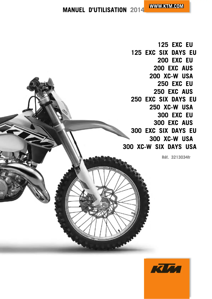 Page 1 de la notice Manuel utilisateur KTM 200 XC-W (2014)