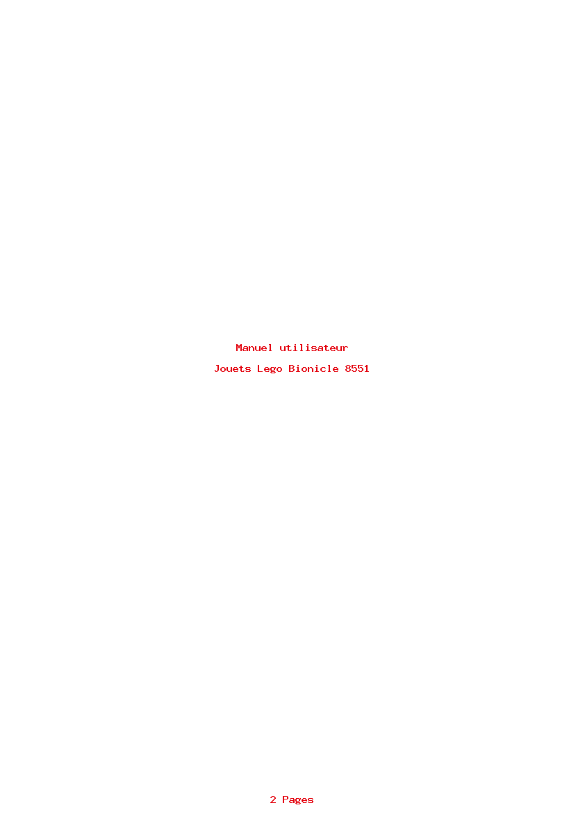 Page 1 de la notice Manuel utilisateur Lego Bionicle 8551