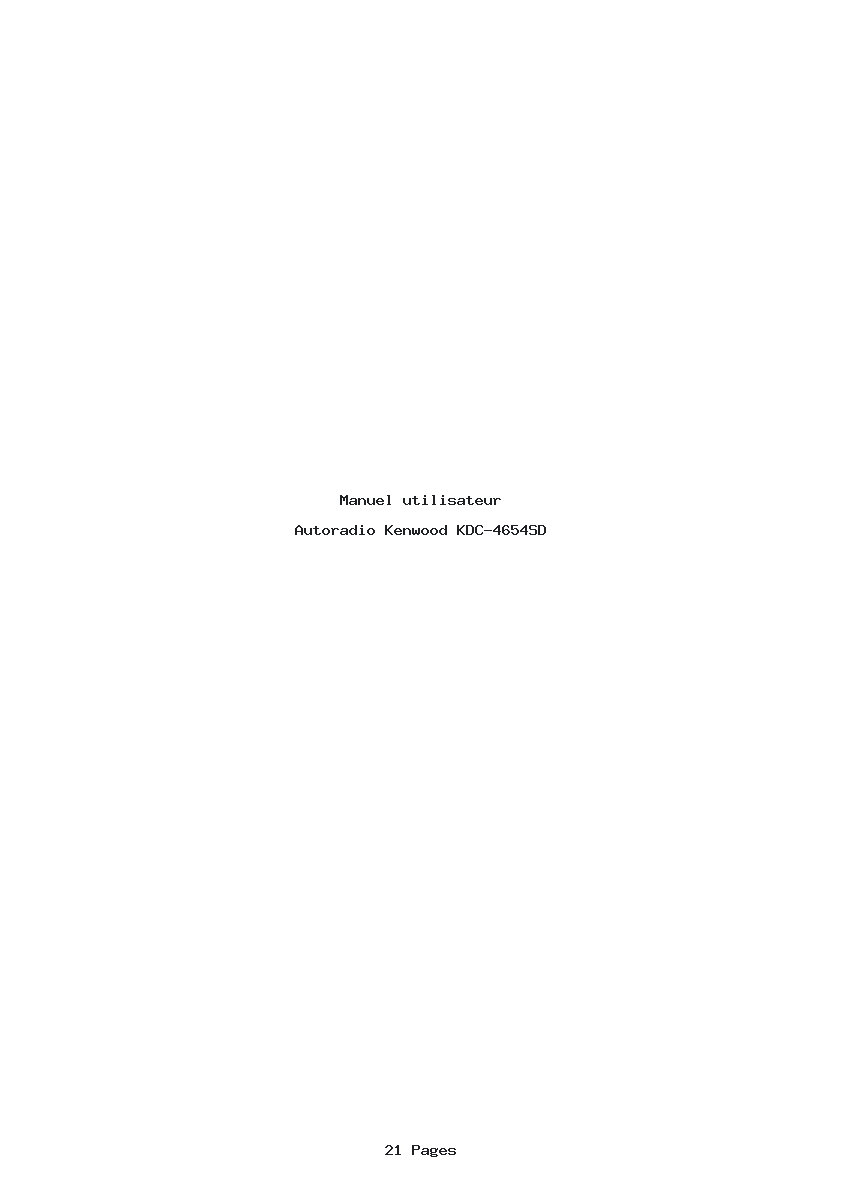 Page 1 de la notice Manuel utilisateur Kenwood KDC-4654SD