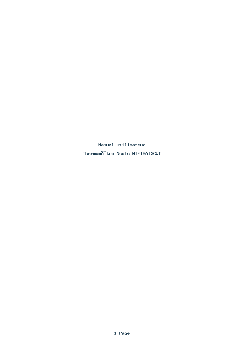 Page 1 de la notice Manuel utilisateur Nedis WIFISA10CWT