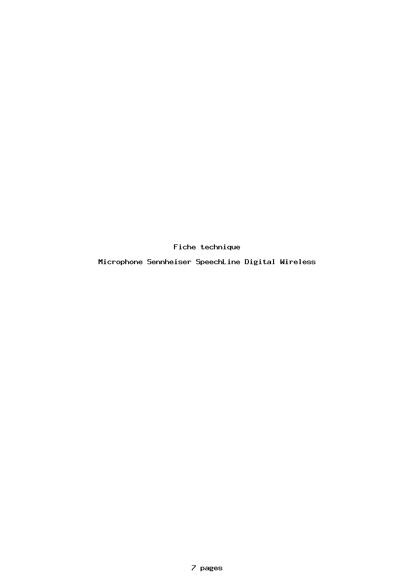 Page 1 de la notice Fiche technique Sennheiser SpeechLine Digital Wireless